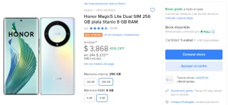 Honor Magic5 Lite 256GB por $3,868 en Mercado Libre