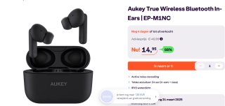 Aukey EP-M1 True Wireless oordopjes met Active Noise Cancellation voor €14,95 bij ibood
