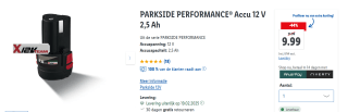 PARKSIDE PERFORMANCE® lithium-ion accu 12 V 2,5 Ah voor €9,99 in de Lidl webshop