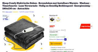 Sleep Comfy Elektrische Deken voor €35,95 bij Bol