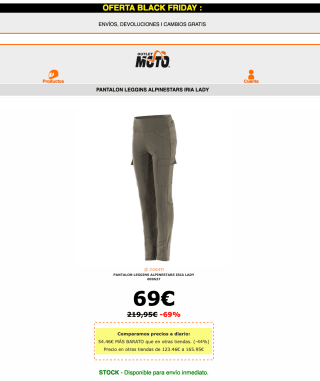 Leggins para moto Alpinestars Iria Lady con Kevlar Clase A por solo 69€