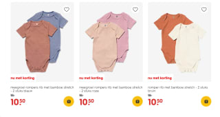 Meegroei rompers stretch rib met bamboe set van 2 voor €10,50 bij de Hema