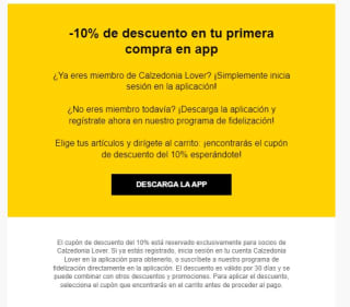 10% descuento en tu primera compra desde la app