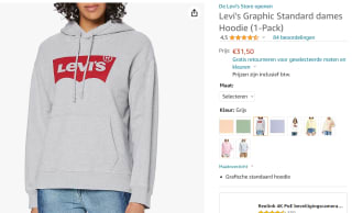 Levi's Graphic Standard dames Hoodie voor €31,50 bij Amazon.nl