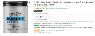 3 Botes de Got2b - Cera fijadora Beach Matt, Con efecto mate, Fijación media, 100 ml por 9.16€