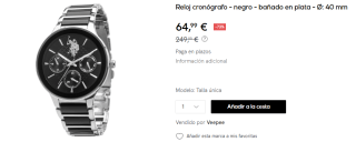 Reloj cronógrafo de Hombre U.S. Polo Assn. bañado en plata de 40mm por 64.99€