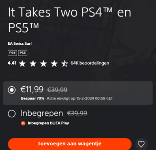 It Takes Two voor PS4 en PS5 voor €11,99 in de Playstation Store