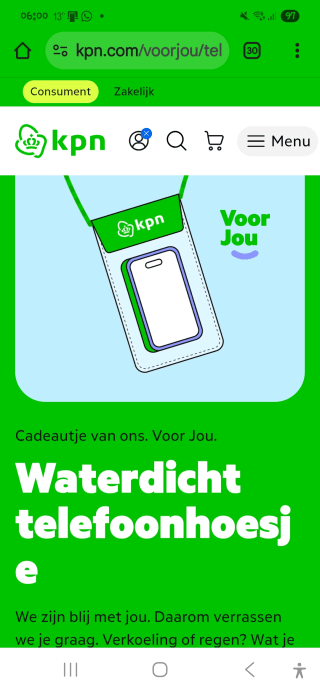 Gratis waterdicht telefoonhoesje voor KPN klanten