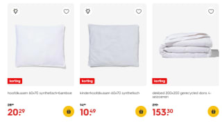 dekbedden en hoofdkussens 30% korting bij de Hema