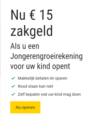 Gratis 15,- bij het openen van een jongerenrekening bij de Abnamro