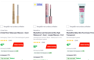 Tot 77% korting op geselecteerde make-up producten bij Bol.com