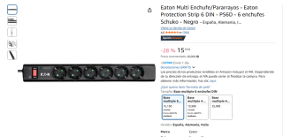 Eaton Multi Enchufe/Pararrayos 6x tomas de protección contra sobretensiones por 15,13€