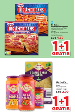 Diverse producten met 1+1 gratis bij de Plus