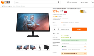 Monitor gaming marca HP OMEN 27" LED IPS FullHD 165Hz FreeSync por 179€