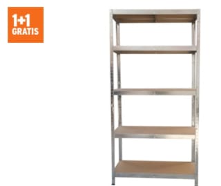 Zwaar metalen opbergrek 1+1 gratis bij de Gamma