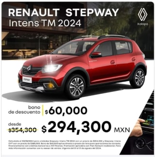 Renault Stepway Intens con Bono de $60,000 (MT o CVT)