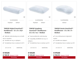 15% korting op geselecteerde producten tijdens de Tempur Summer Sale