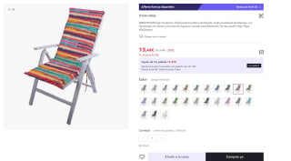 Cojín Acolchado de Esponja, con Almohada, con Goma y Correas de Sujeción, para Exteriores Terraza Jardín Viaje Playa, Jarapa Rainbow, 95x50x4cm por 13,49€ (8,09€ usuario nuevo) no se incluye tumbona