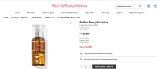 Golden Berry Mistletoe Fragancia Corporal Mini por $3.990