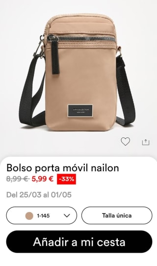 Bolso Porta Móvil nailon por 5,99€.
