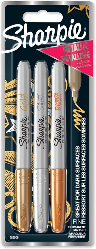 Viltstift Sharpie rond fijn metallic assorti blister à 3 stuks voor €4,89 bij Amazon
