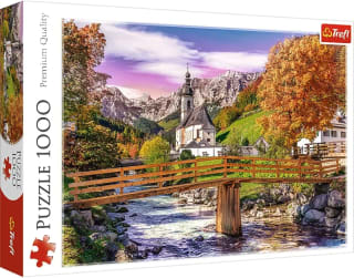 Puzzle de 1000 piezas marca Trefl, Bavaria en otoño, Puente Río, Iglesia, Vista a Las montañas por 7,67€
