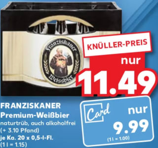 [DUITSLAND] Franziskaner Weissbier 20 halve liters