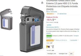 Funda Disco Duro Externo 2,5 con etiqueta