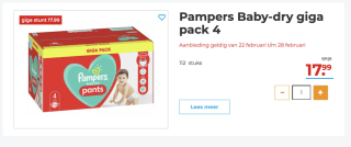 Prijsfout?! Bestel 2 Gigapakken pampers voor 28,47 euro ( in plaats van 112.04 euro)