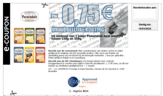€0,75 korting op Passendale kaas met e-coupon