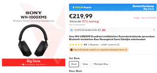 Sony koptelefoon WH-1000XM5 voor €219,99 bij AliExpress