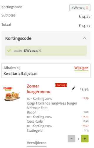 20% korting op je bestelling bij Kwalitaria