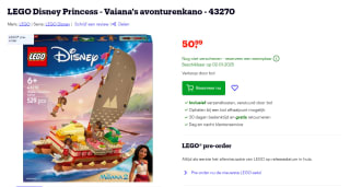 LEGO Disney Princess Vaiana's avonturenkano 43270 voor €50,99 bij Bol