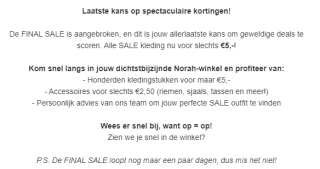 Alle sale voor €2,50 of €5 bij Norah in de winkels