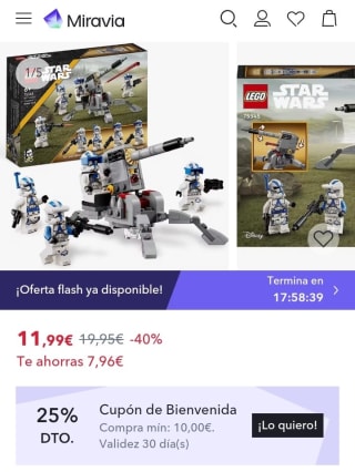 LEGO, 75345 Star Wars TM Pack de Combate, Soldados Clon de la 501 por 8,99€.