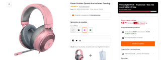 Auriculares Gaming Razer Kraken Quartz por 39,95€