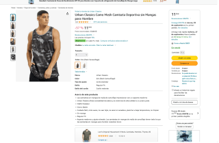 Camiseta Urban Classics Camo Mesh deportiva sin mangas Hombre por solo 11,19€