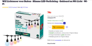 WiZ Lichtsnoer voor Buiten - Slimme LED-Verlichting - Gekleurd en Wit Licht voor €74 bij Bol