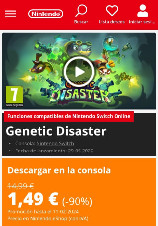 Genetic Disaster Nintendo Switch por 1,49€.