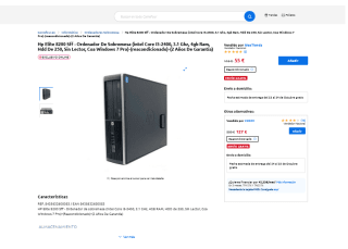 Ordenador Hp Elite 8200 Sff de Sobremesa intel Core I5-2400 3.1 Ghz 4gB 250GB por 55€