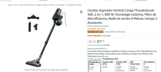 Aspirador Vertical Cecotec Conga Thunderbrush 560. 2 en 1, 600 W por 31,41€