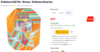 Pokemon TCG Tin Fall 2022 - Rotom V voor €17,99 bij Bol.com