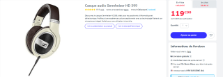 Casque audio Sennheiser HD 599 à119€