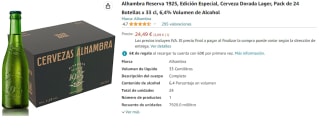 Pack 24 Botellas 6,4% Volumen de Alcohol Alhambra Reserva 1925 Cerveza Dorada Lager 33cl por 24.49€