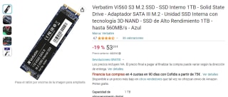 Disco duro Verbatim Vi560 S3 M.2 SSD Interno 1TB por 53,28€