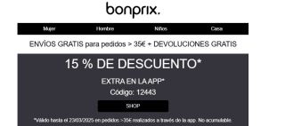 15% descuento desde la app de bonprix (compras +35€)
