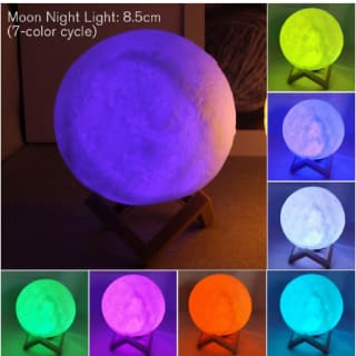 Lámpara de luna de 8cm, led con soporte varios modelos a elegir por 3,48€ (tn 3,25€)