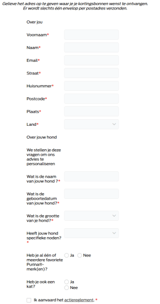 Gratis Purina honden/kattensnack + kortingsbonnen