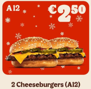 2 cheeseburgers voor €2,50 bij Burger King.