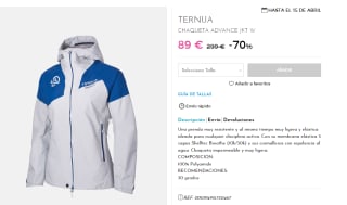 Chaqueta de Mujer Ternua Advance Jkt M - Shelltec Breathe por 71.2€